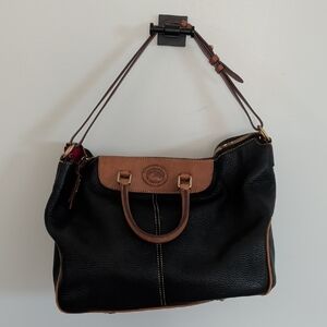 Dooney & Bourke Black Shoulder Bag with Brown Trim